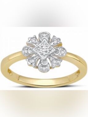 Womens 14K 2-Tone Gold
Over Sterling Silver
Diamonds Size 8
Designer Ring